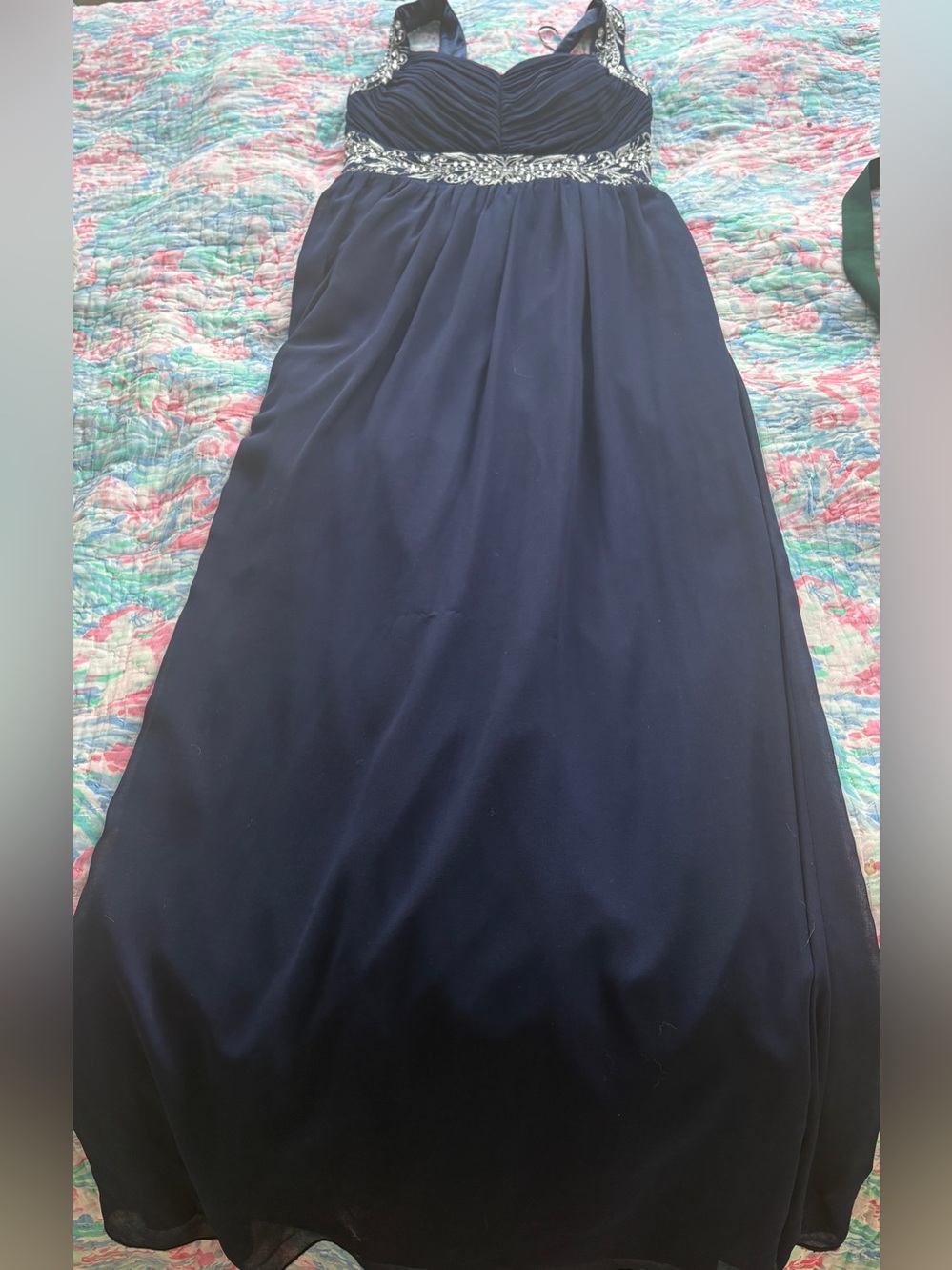 Quiz Navy Beaded Empire Waist Maxi Dress